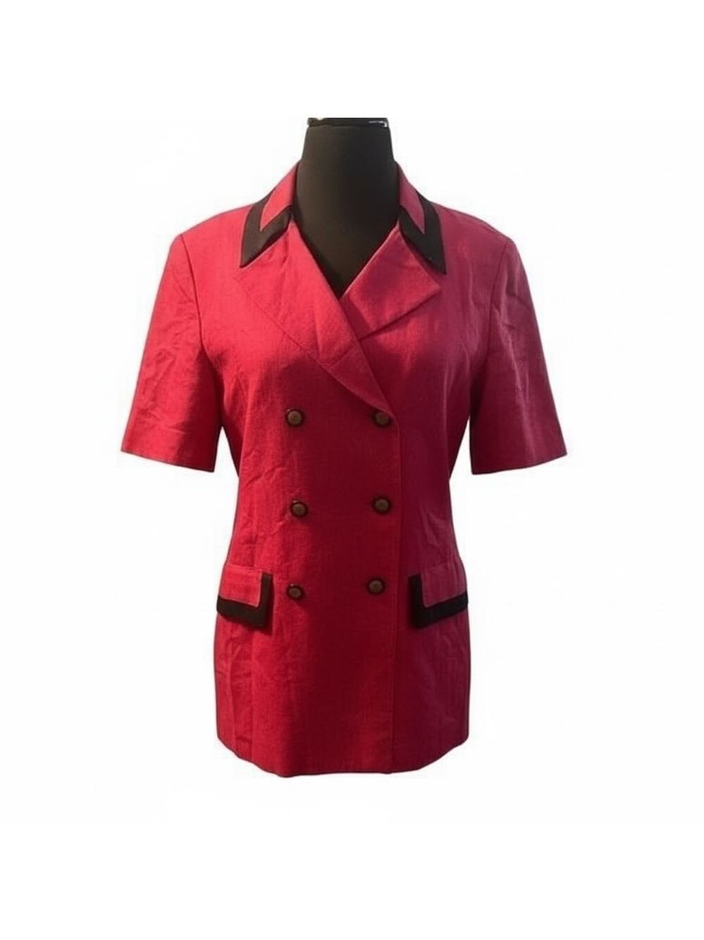 Vintage Oleg Cassini Women's Pink and Black Tailored-jackets, Size 8